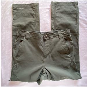 Army-green hiking pants
